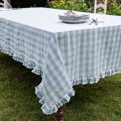 Gingham Ruffle Tablecloth, 60" x 120"