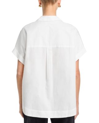 Poplin Collar Short Sleeve Pullover Top