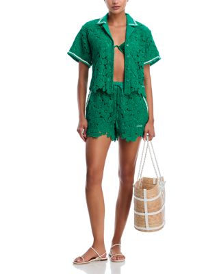 Glenn Lace Camp Shirt & Holly Lace Shorts Swim Cover-Up 