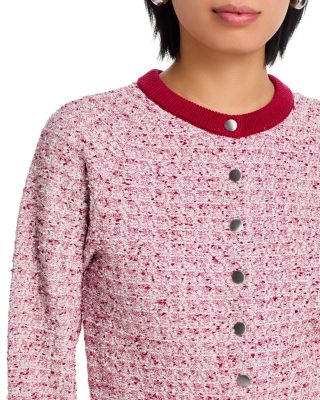 Boucl&eacute; Tweed Crewneck Raglan Sleeve Cardigan