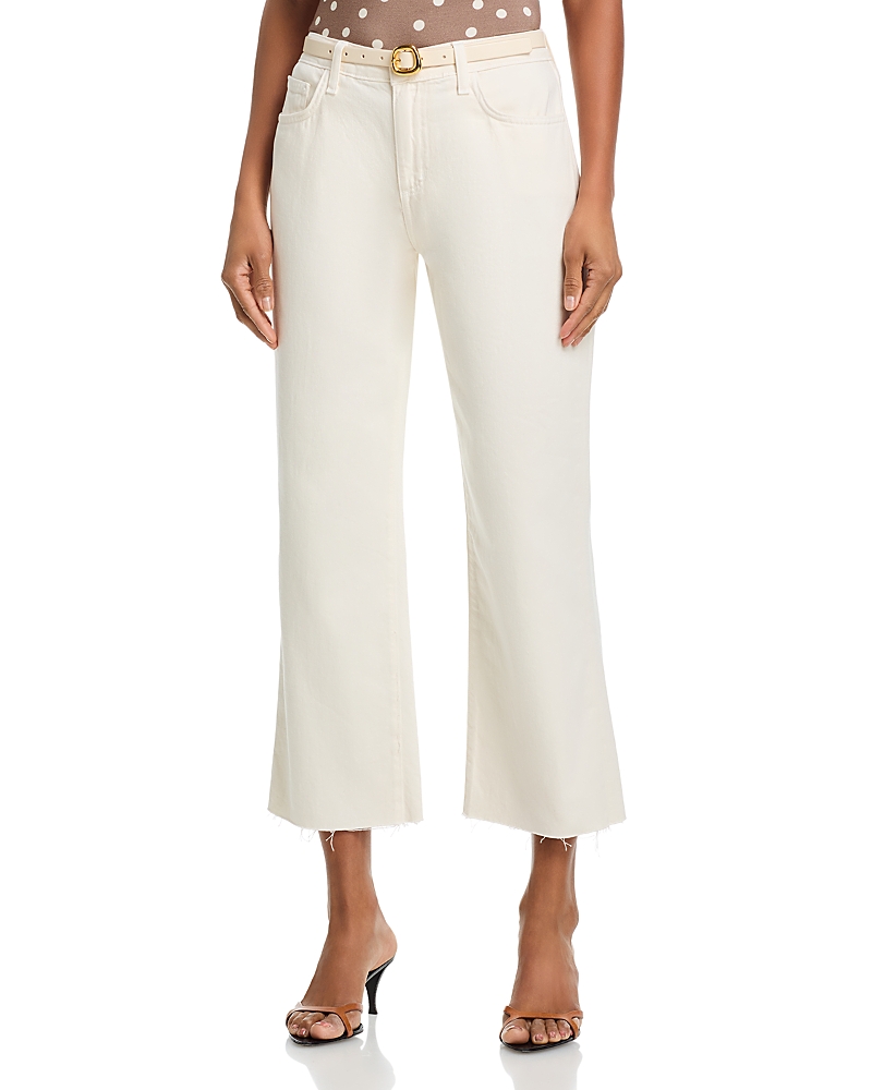 L'agence Wanda High Rise Crop Wide Leg Jeans in Light Ecru