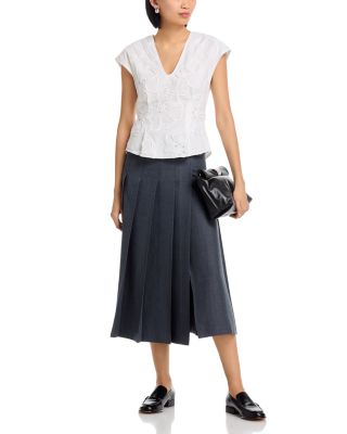 3D Flower Embroidered Cap Sleeve Top