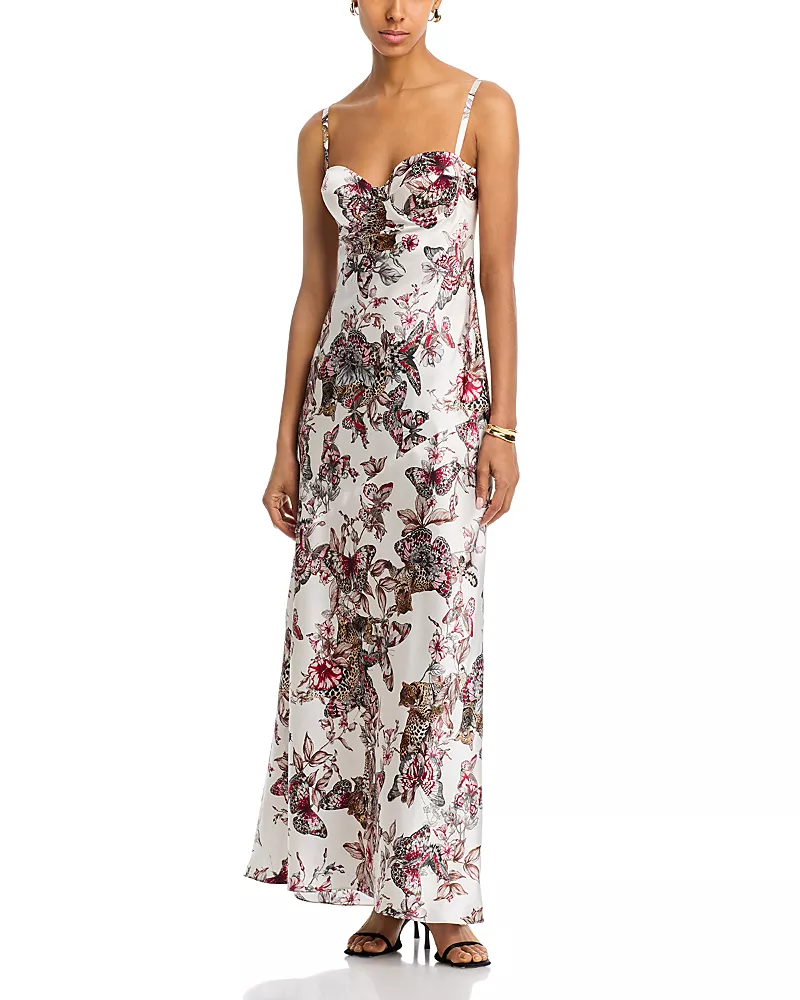 L'Agence Sayla Bias Cut Silk Maxi Dress