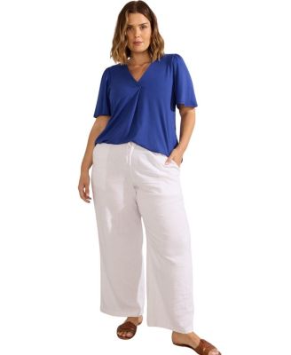  Jersey Flutter Sleeve V-Neck T-Shirt