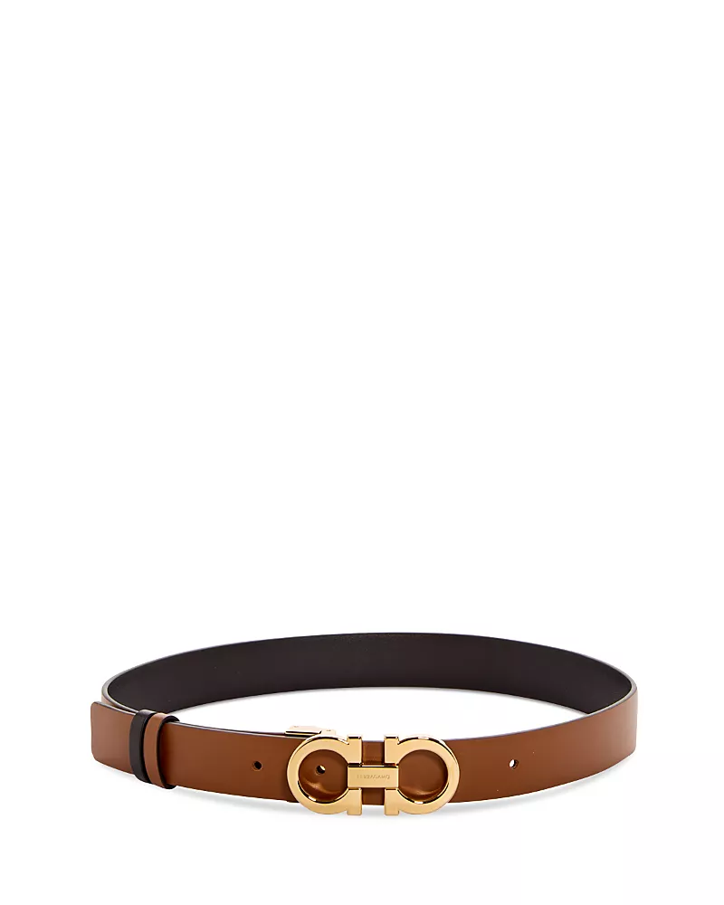 Salvatore Ferragamo Women's Gancini Slim Reversible Leather Belt