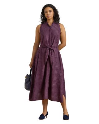 Print Tie Front Crepe Sleeveless Dress