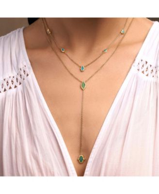  Peaceful Intentions Turquoise Multi-Symbol Gold Necklace