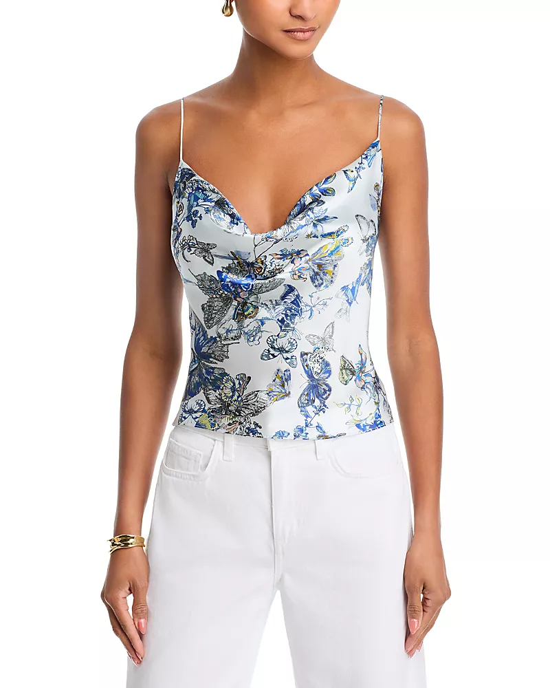 L'Agence Calista Cowl Neck Silk Camisole