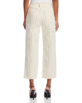 Wanda High Rise Crop Wide Leg Jeans in Ecru/Navy Stripe