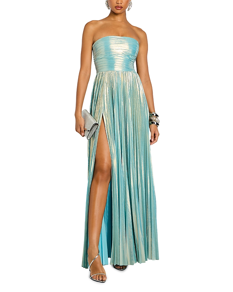 Retrofete Sevyn Pleated Side Slit Maxi Dress