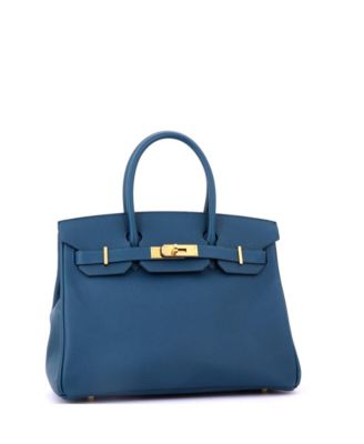 Birkin 30 Handbag Blue Epsom with Gold Hardware