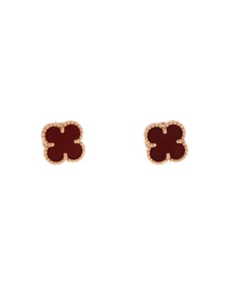  Sweet Alhambra Stud Earrings 18K Rose Gold and Carnelian