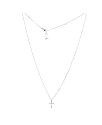  Cross Pendant Necklace 18K White Gold with Diamonds, 15 - 16.25"