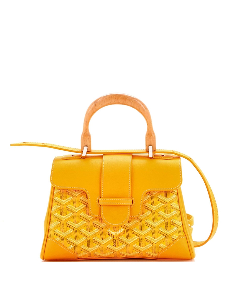 Pre-owned Pre-owned Goyard Goyard Mini Saigon Top Handle Bag Coated Canvas With Leather In Orange