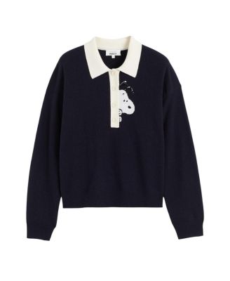  Women's Wool-Cashmere Peanuts Polo Shirt
