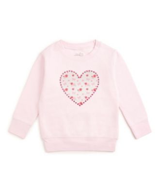 Girls' Dainty Rose Pearl Heart Patch Sweatshirt - Big Kid