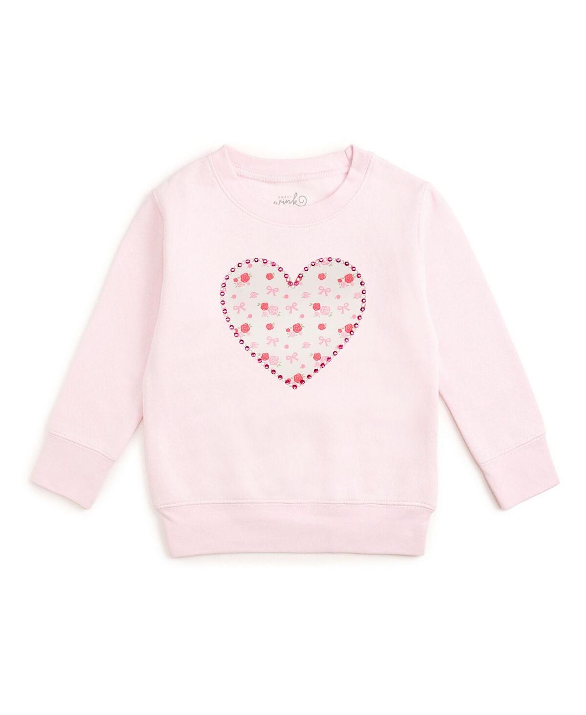 Sweet Wink Girls' Dainty Rose Pearl Heart Patch Sweatshirt - Big Kid