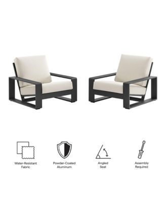 Lirienne Outdoor Patio Aluminum Faux Wood Armchairs, Set of 2