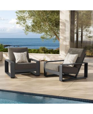 Lirienne Outdoor Patio Aluminum Faux Wood Armchairs, Set of 2
