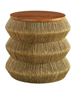  Maris Unisex Seagrass and Wood End Table