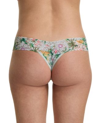 Printed Signature Lace Low Rise Thong