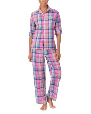 Long Sleeve Classic Sateen Notch Collar Long Pant Pajama Set