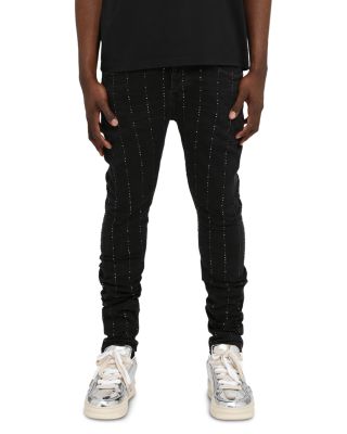 Skinny Pinstripe Jeans in Black