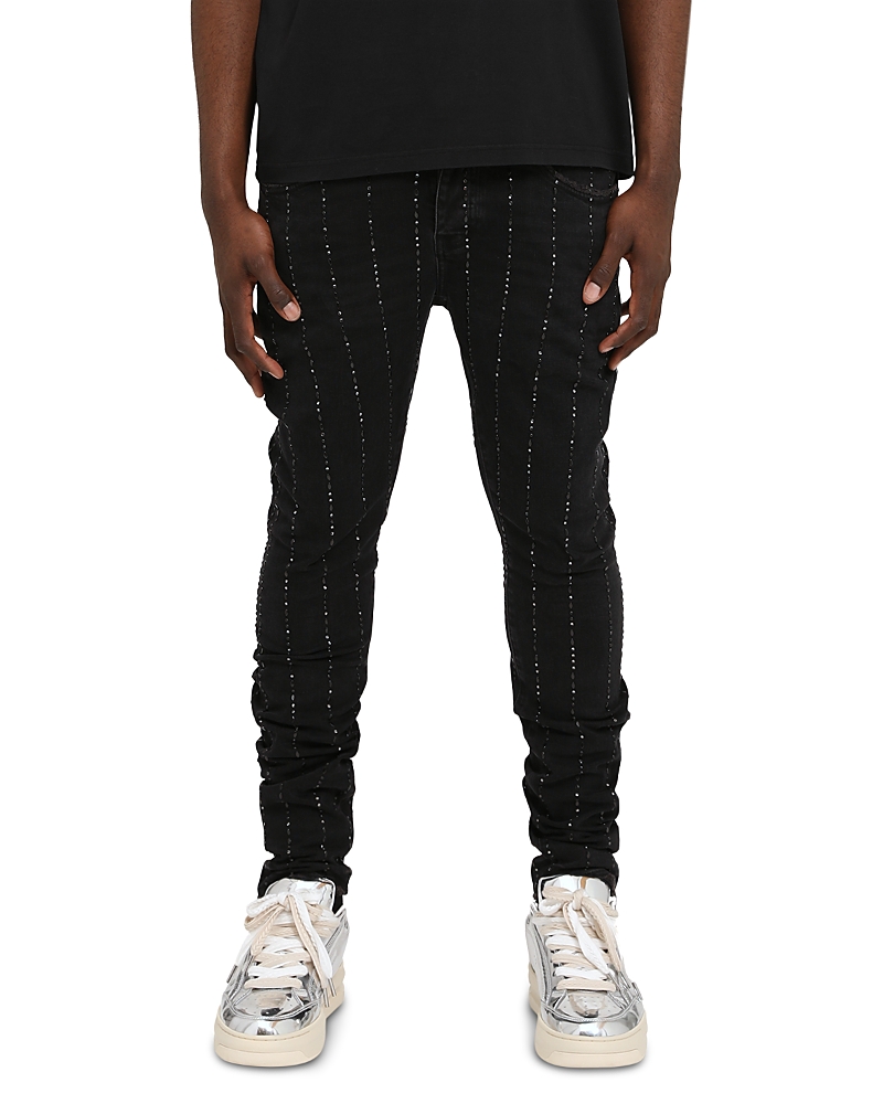 Purple Brand Skinny Pinstripe Jeans in Black