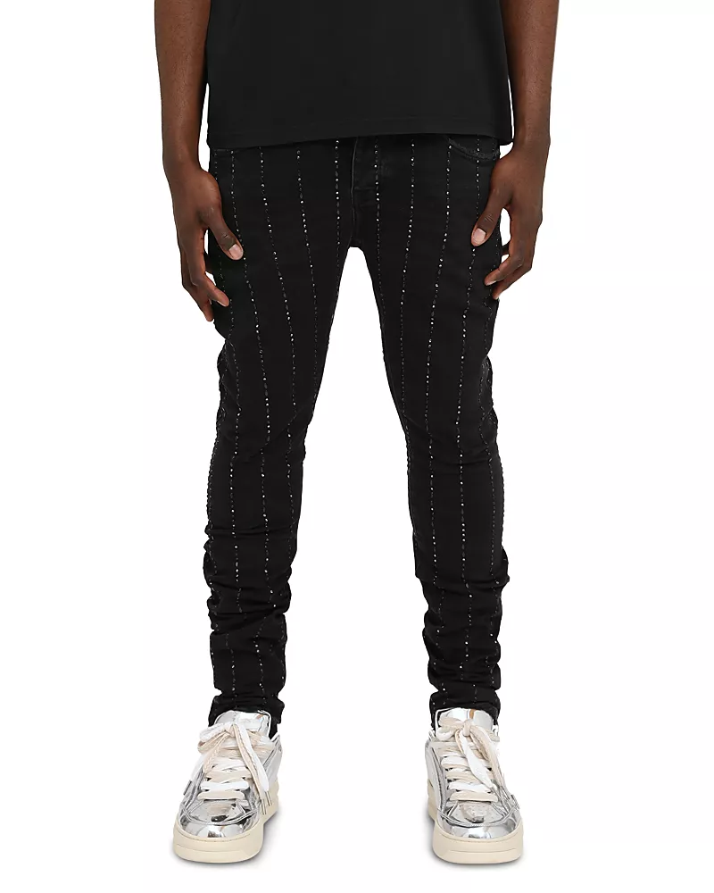 Purple Brand Skinny Pinstripe Jeans in Black