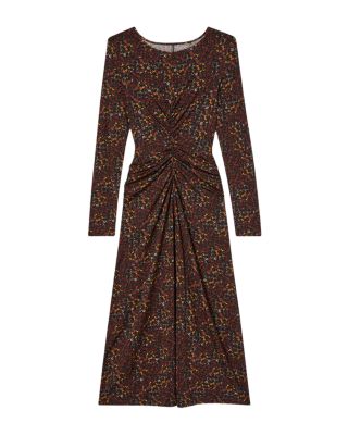 Johnna Printed Jersey Ruched Dress