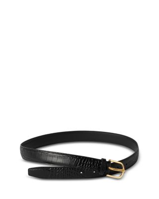 Women's Slim Croco Embossed Leather Belt