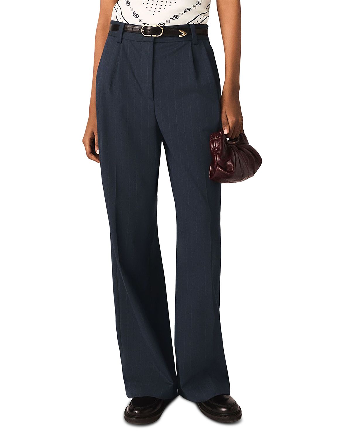 Maje High Rise Wide Leg Pants