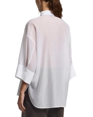 Mixed Media Wide Sleeve Blouse