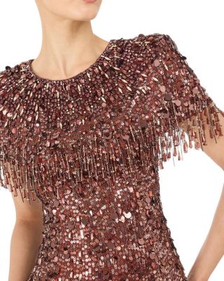 Eugenie Sequin Fringed Maxi Dress