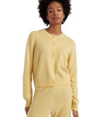  Women's Wool Cashmere Blend Crew Neck Cropped Cardigan