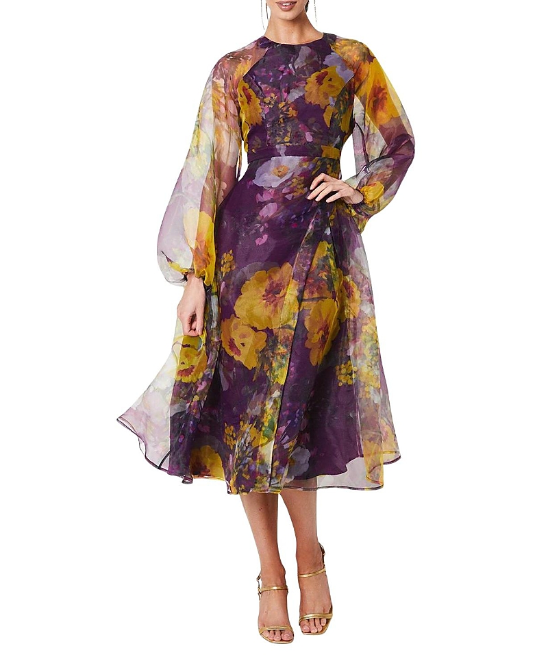 Coast Organza Puff Sleeve Midi Dress
