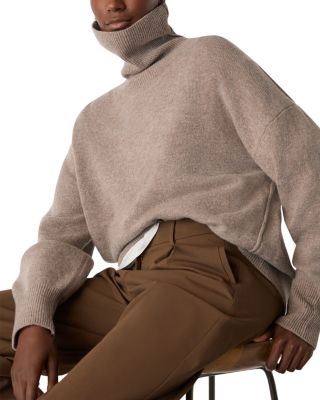 Roll Neck Curved Hem Wool Knit Sweater 