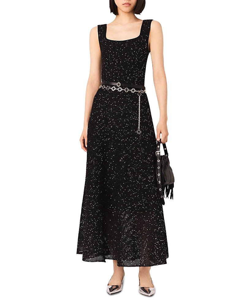 Maje Rhinestone Knit Maxi Dress