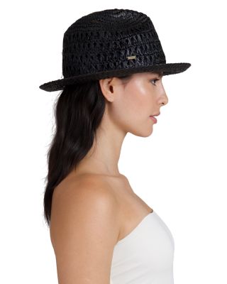 Lacquered Open Weave Raffia Fedora