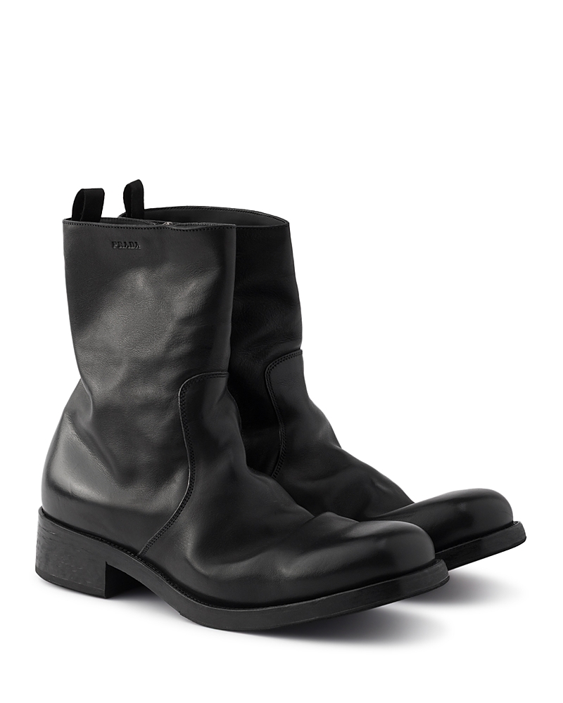 Prada Men's Leather Zipper Boots