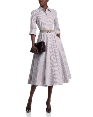 Woven Poplin Shirt Dress with Belt