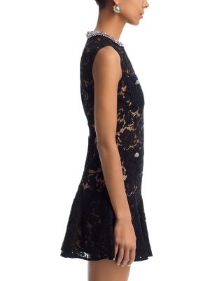 Lace Crystal Embellished Mini Dress