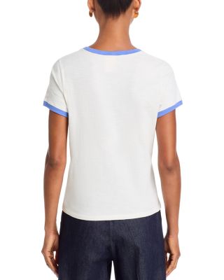 Rhinestone Smiling Sun Shrunken Ringer Tee