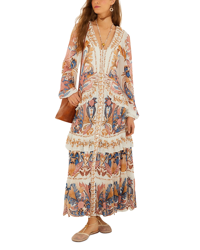 Farm Rio Sea Garden Braided Tie Maxi Dress