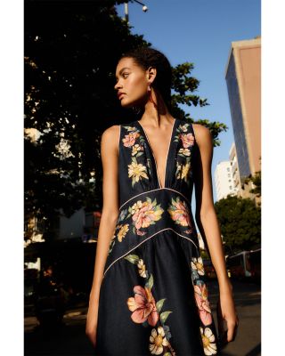 Maira Floral Print Linen Dress