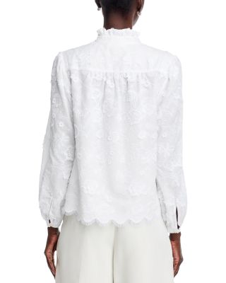 Embroidered Cotton Frill Blouse