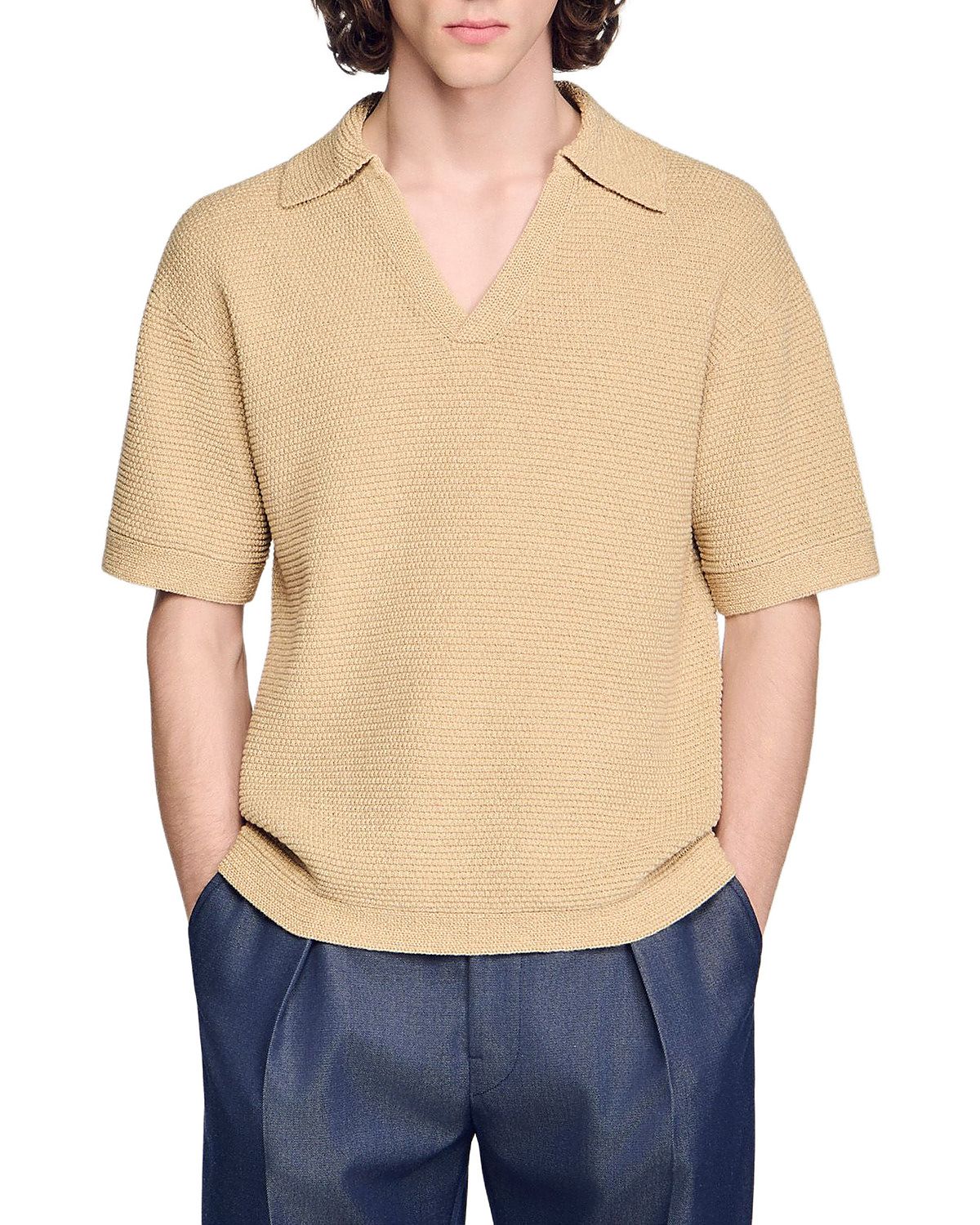 Sandro Jute Effect Polo Shirt