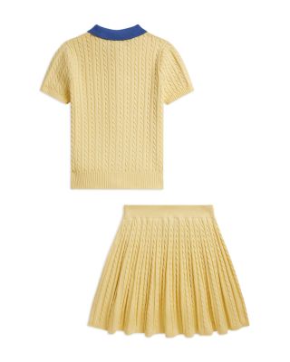 Girls' Mini Cable Polo Cardigan & Skirt Set - Big Kid