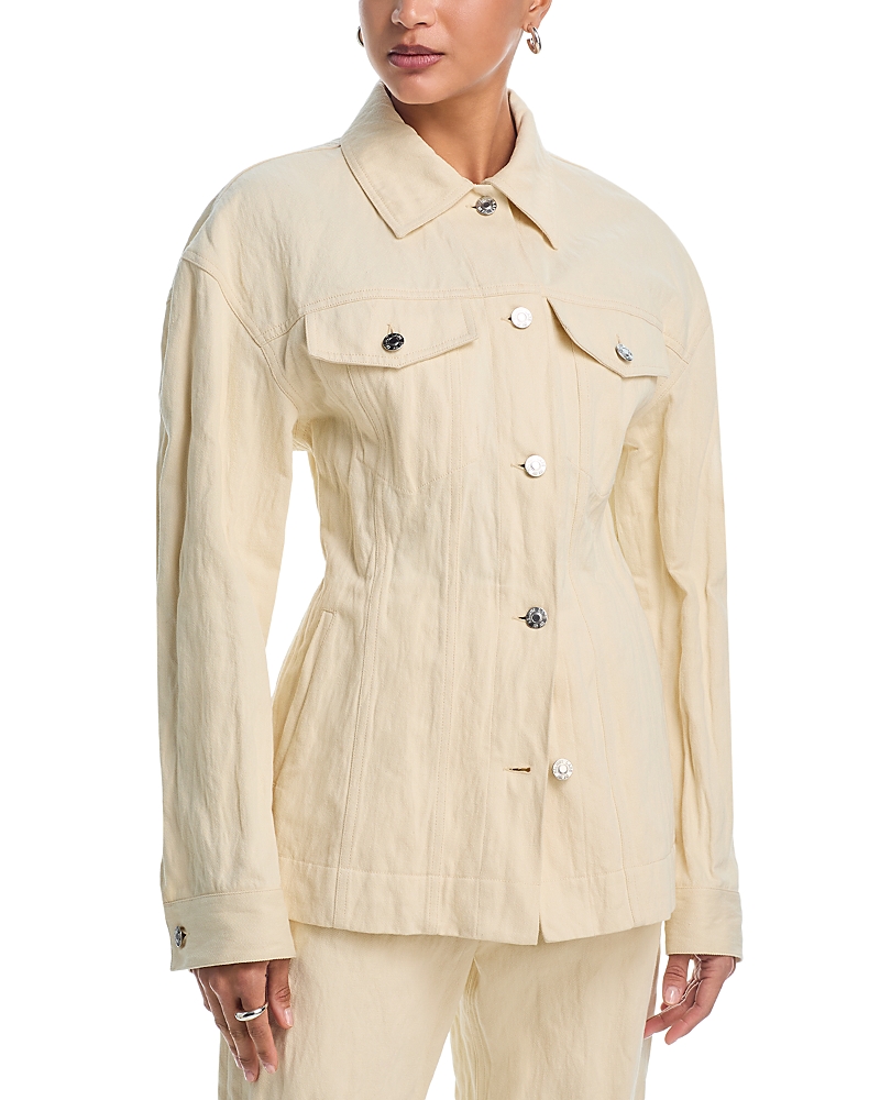 Helmut Lang Crinkled Trucker Jacket In White