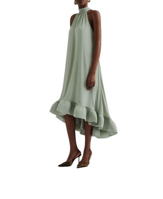 Sabrina Halterneck Ruffled Maxi Dress